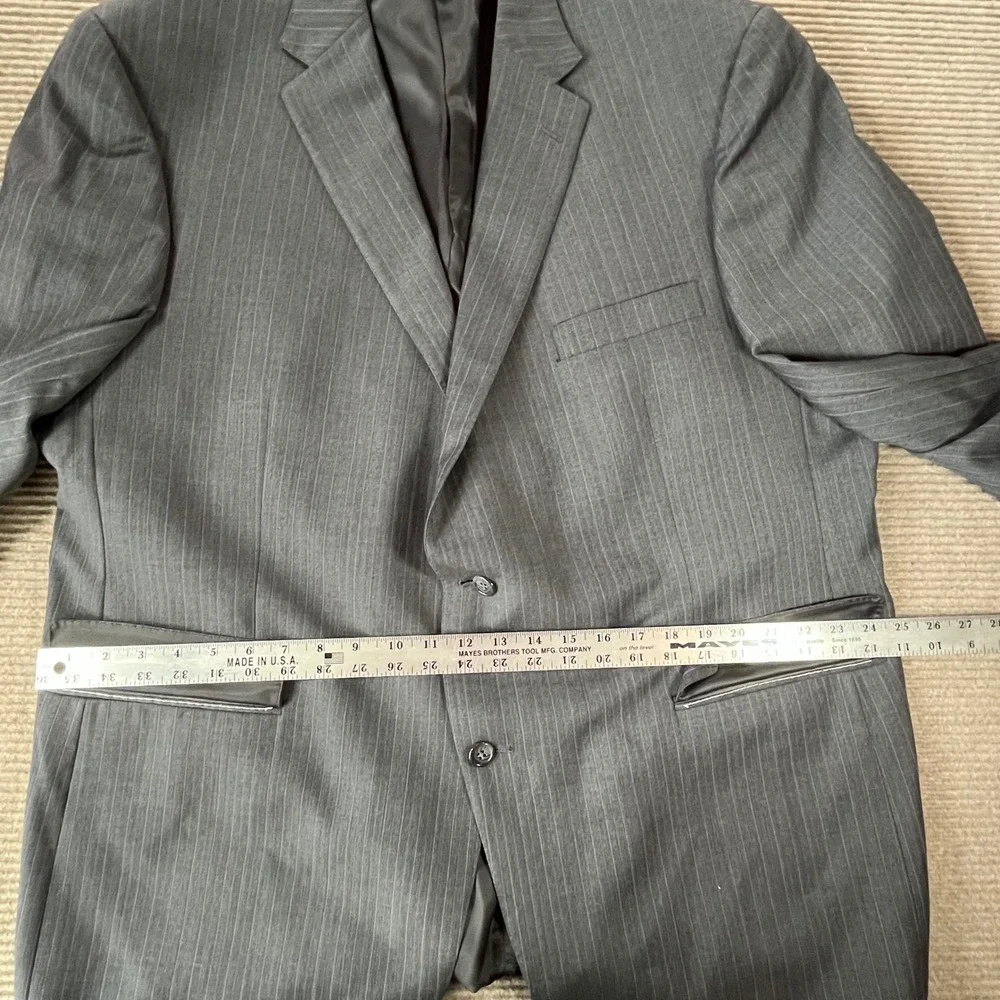 Hart Schaffner Marx Mens 50R‎ Gray Pinstripe Blazer Two Button Suit Jacket USA